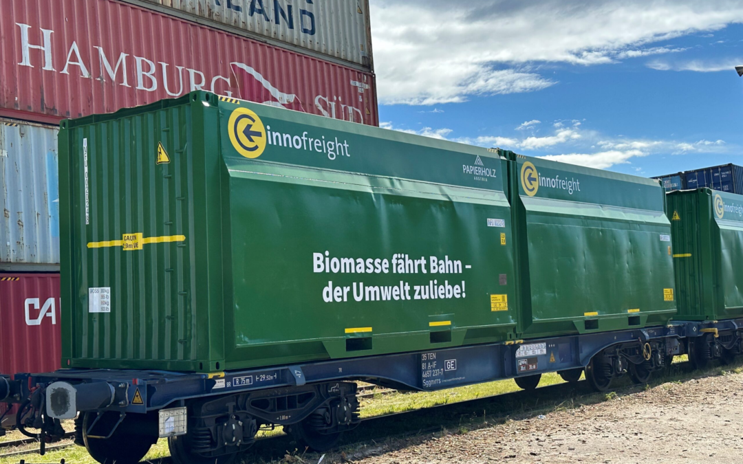 Biomassetransport auf der Schiene – Innofreight startet neue Logistiklösung für Sappi